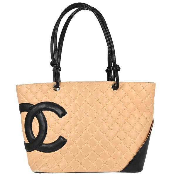 Chanel Cambon Ligne Tote in Pelle di Vitello Beige Vintage