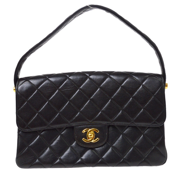 Chanel Classic Flap Double Sided in Pelle di Agnello Nero Vintage