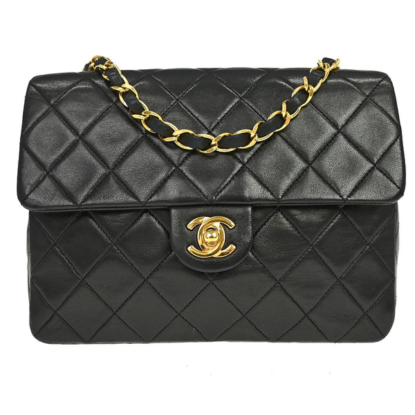 Chanel Classic Square Flap 20 in Pelle di Agnello Nera Vintage