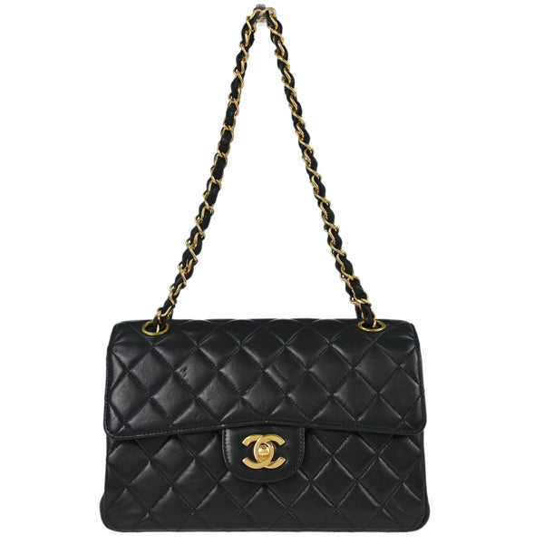 Chanel Black Lambskin Double Sided Flap Small Shoulder Bag Vintage