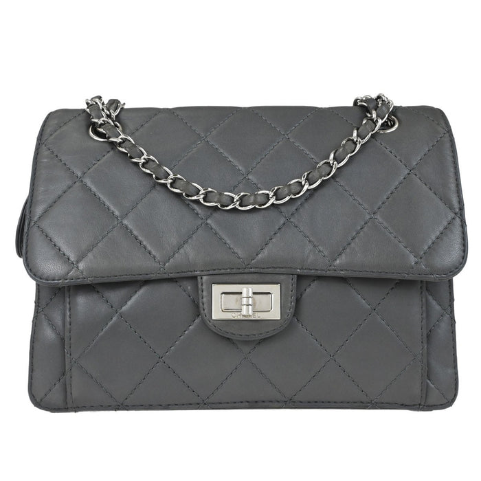 Chanel Mademoiselle Lock Reissue Flap in Pelle di Agnello Grigio Vintage