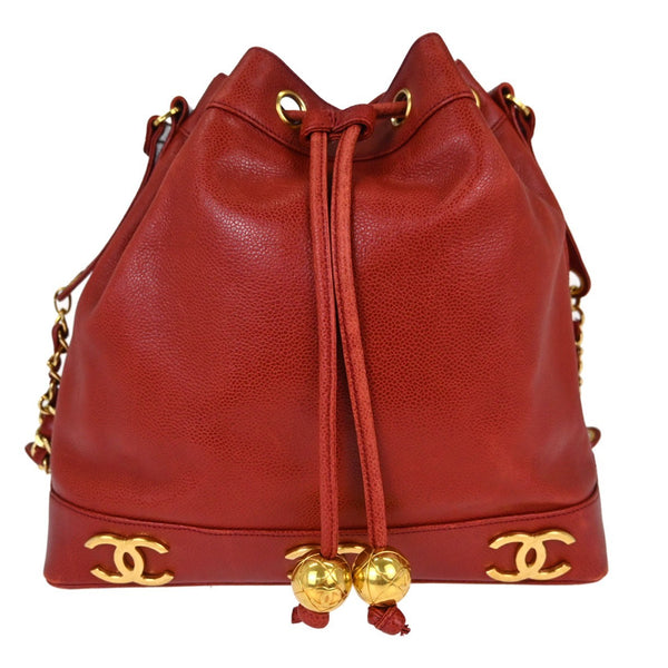 Chanel Triple CC Drawstring in Pelle Caviar Rosso Vintage