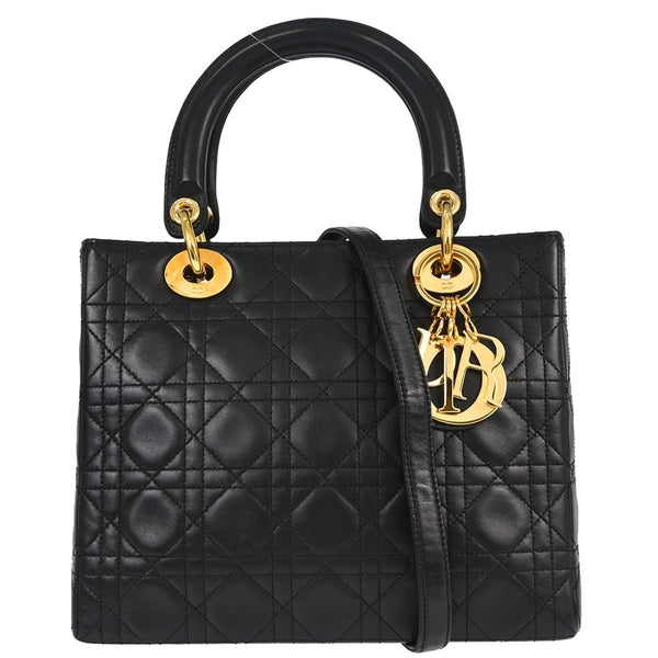 Christian Dior Lady Dior Cannage in Pelle di Agnello Nera Vintage