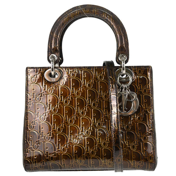 Christian Dior Ultimate Lady Dior in Pelle Verniciata Marrone Vintage