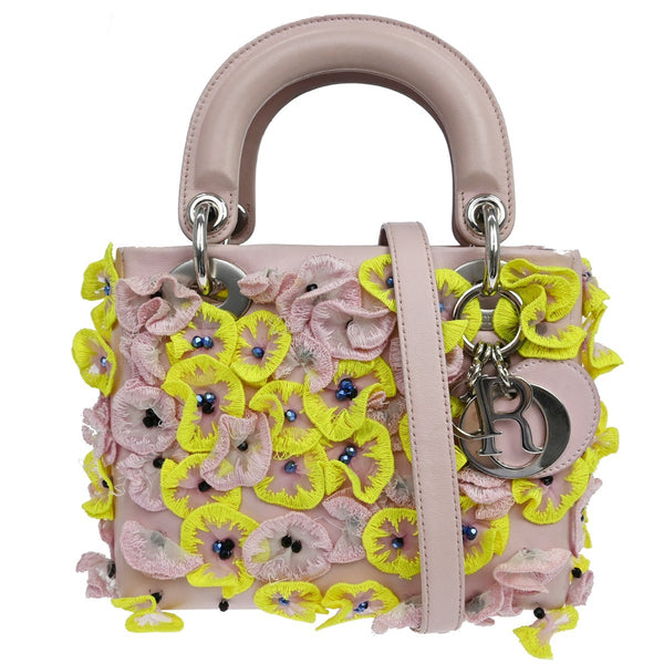 Dior Mini Lady Dior Fiori in Pelle Rosa Vintage