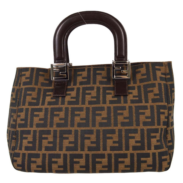 Fendi Zucca Tote in Tela Zucca e Pelle Marrone Vintage