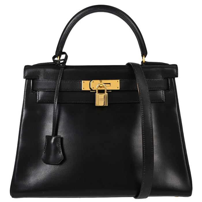 Hermès Kelly 28 Retourne in Pelle Gulliver Nero Vintage
