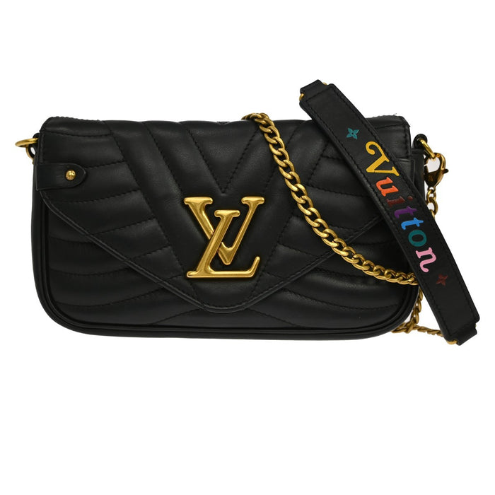 Louis Vuitton Wave Portafoglio Lungo a Spalla in Pelle Nera Vintage