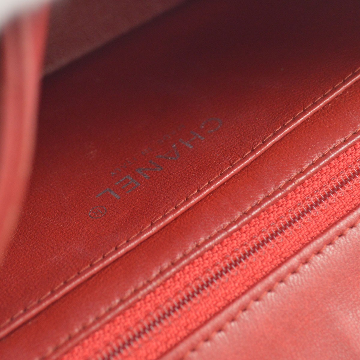 Borsa Chanel Single Flap Vintage in Pelle di Agnello Rossa