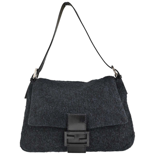 Borsa Fendi Mamma Baguette Vintage in Lana Blu Navy