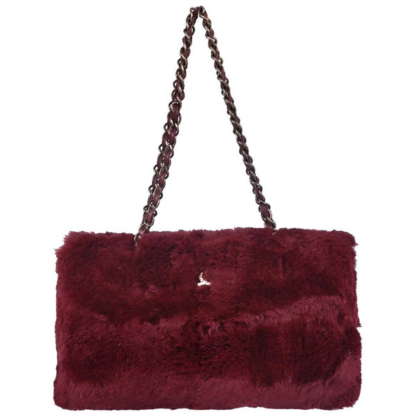 Borsa Chanel Coco Mark Vintage in Pelliccia Lapin Bordeaux