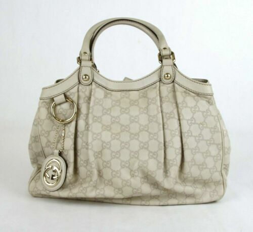 Gucci Beige Canvas Sukey GG Tote Bag