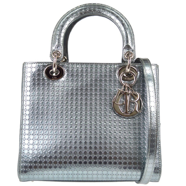 Borsa Lady Dior Micro Cannage Vintage Argento Metallizzato