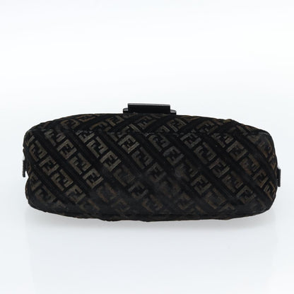 FENDI Zucchino Canvas Chain Baguette Bag Velluto Nero Originale | Oro