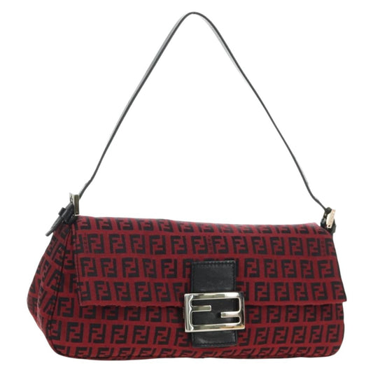FENDI Zucchino Canvas Baguette Bag Rossa Argento Originale | Mamma Baguette