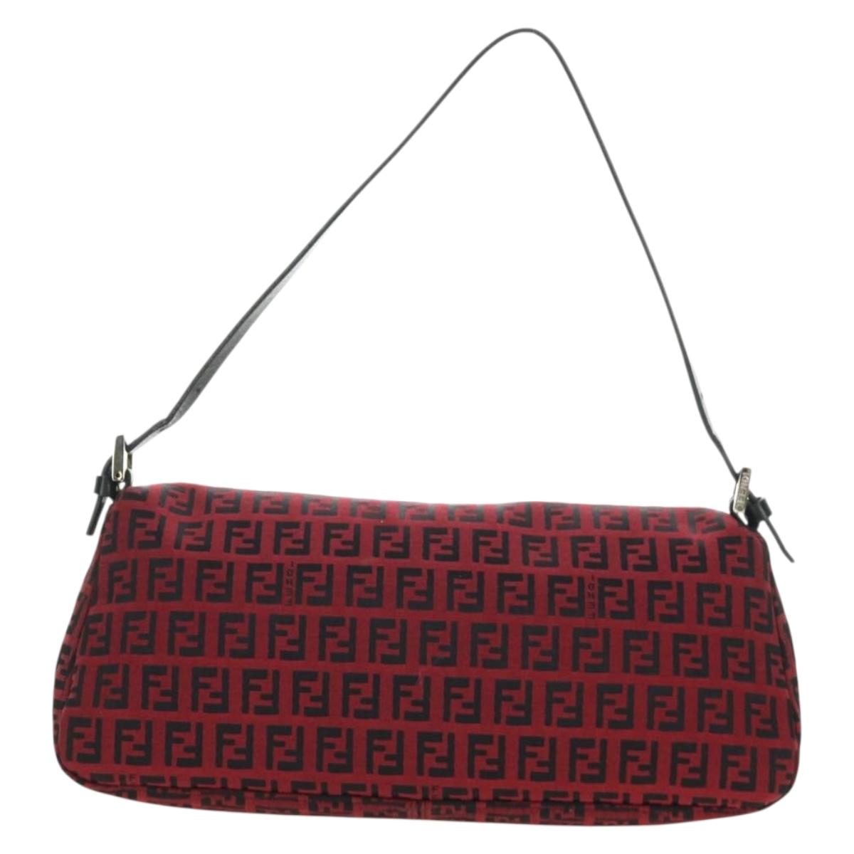 FENDI Zucchino Canvas Baguette Bag Rossa Argento Originale | Mamma Baguette