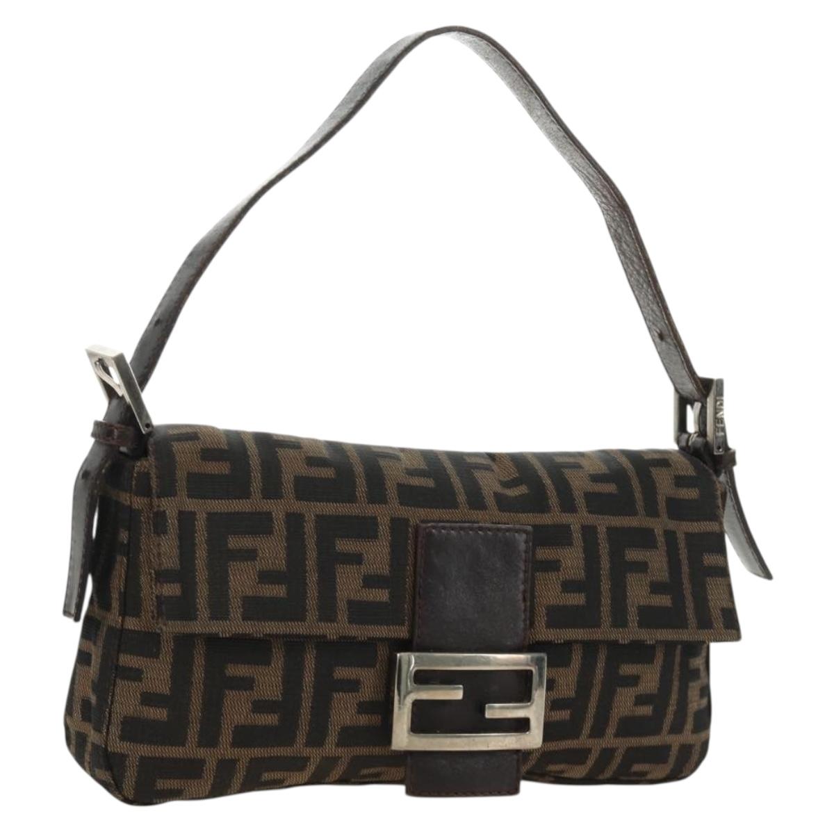 FENDI Zucca Canvas Baguette Bag Nero Marrone Originale | Mamma Baguette
