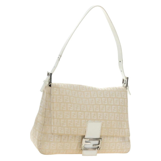 FENDI Zucchino Canvas Baguette Bag Bianca Argento Originale | Mamma Baguette