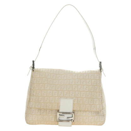 FENDI Zucchino Canvas Baguette Bag Bianca Argento Originale | Mamma Baguette
