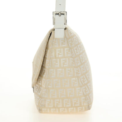 FENDI Zucchino Canvas Baguette Bag Bianca Argento Originale | Mamma Baguette
