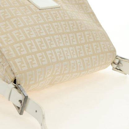 FENDI Zucchino Canvas Baguette Bag Bianca Argento Originale | Mamma Baguette