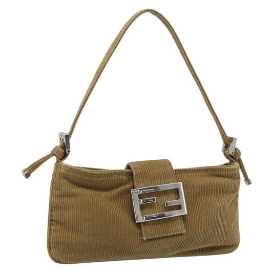FENDI Mamma Baguette Bag Velluto a Coste Marrone Originale | Borsa Argento