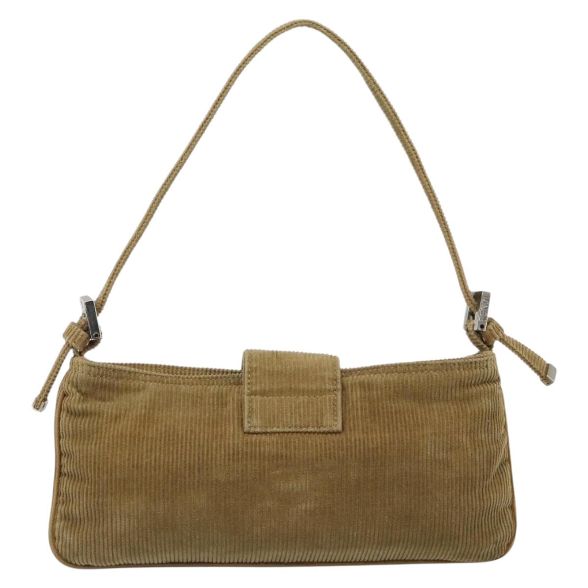 FENDI Mamma Baguette Bag Velluto a Coste Marrone Originale | Borsa Argento