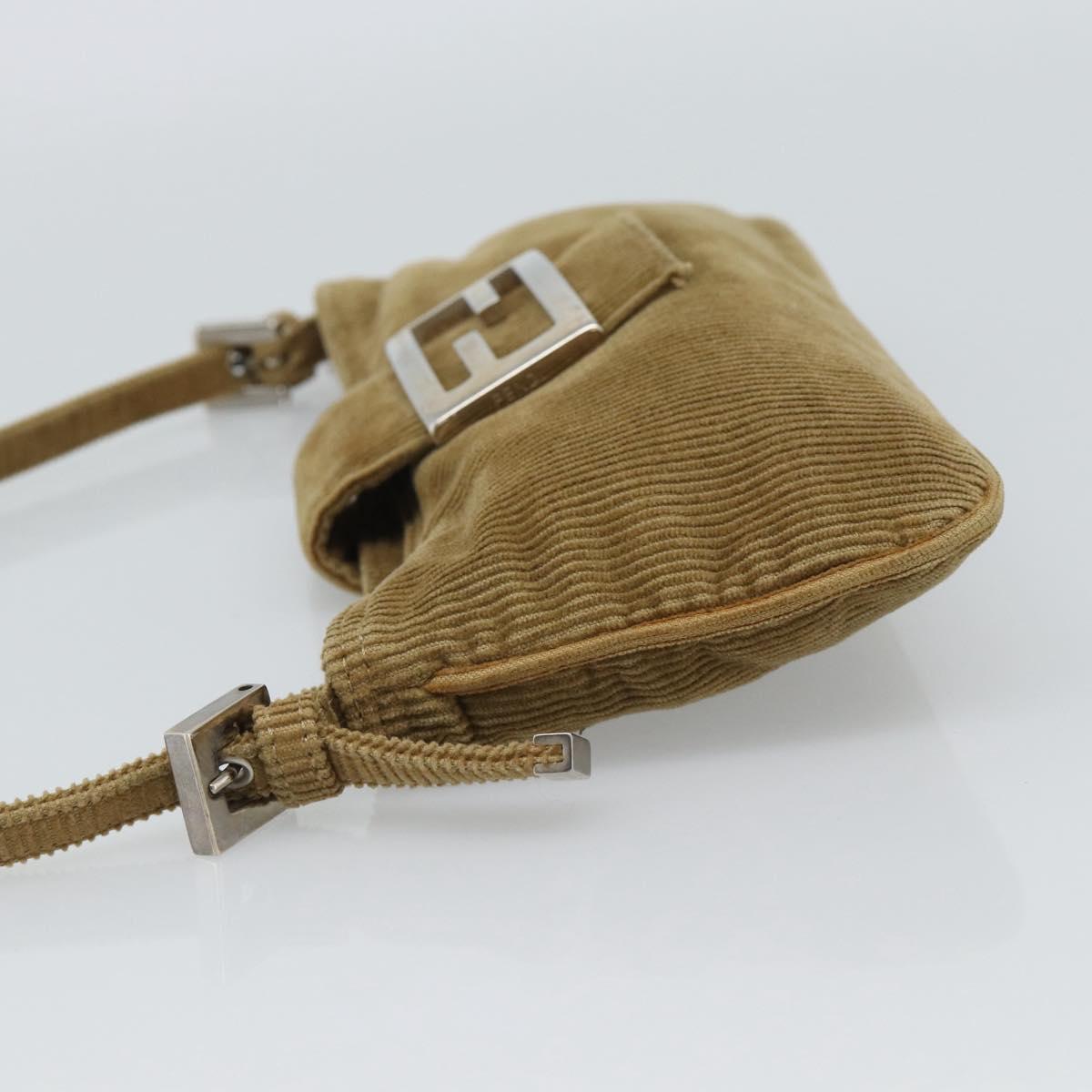 FENDI Mamma Baguette Bag Velluto a Coste Marrone Originale | Borsa Argento