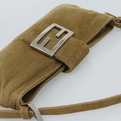 FENDI Mamma Baguette Bag Velluto a Coste Marrone Originale | Borsa Argento