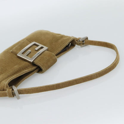 FENDI Mamma Baguette Bag Velluto a Coste Marrone Originale | Borsa Argento