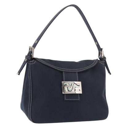 FENDI Mamma Baguette Bag Tela Navy Originale | Borsa a Tracolla Argento