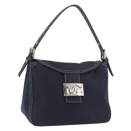 FENDI Mamma Baguette Bag Tela Navy Originale | Borsa a Tracolla Argento