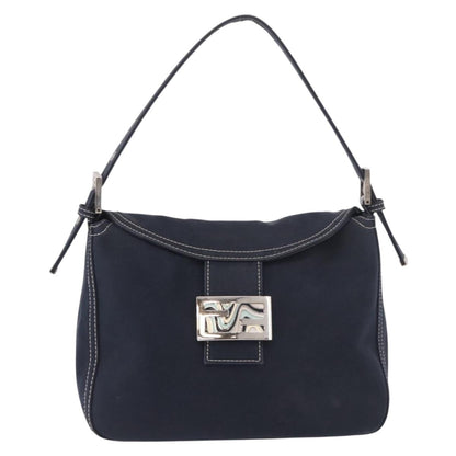 FENDI Mamma Baguette Bag Tela Navy Originale | Borsa a Tracolla Argento