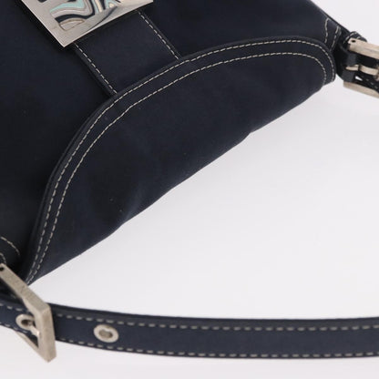 FENDI Mamma Baguette Bag Tela Navy Originale | Borsa a Tracolla Argento