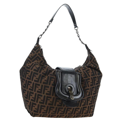 FENDI Zucca Canvas Chain Bag Nero Marrone Originale | Borsa a Catena