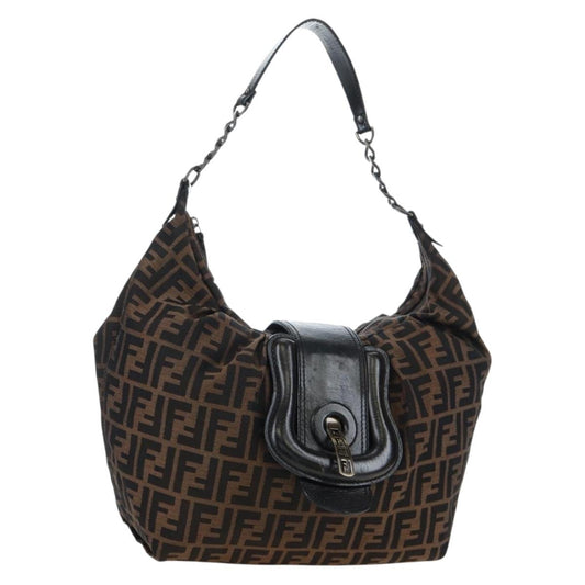 FENDI Zucca Canvas Chain Bag Nero Marrone Originale | Borsa a Catena