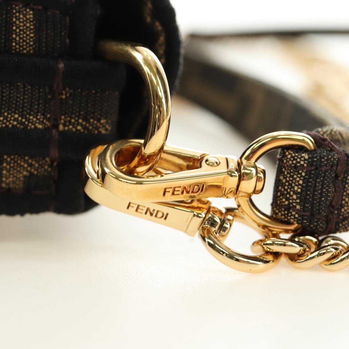 FENDI Chain Baguette Bag 2Way Marrone Nero Originale | Zucca Canvas