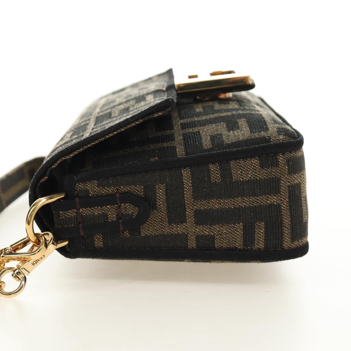 FENDI Chain Baguette Bag 2Way Marrone Nero Originale | Zucca Canvas