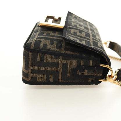 FENDI Chain Baguette Bag 2Way Marrone Nero Originale | Zucca Canvas
