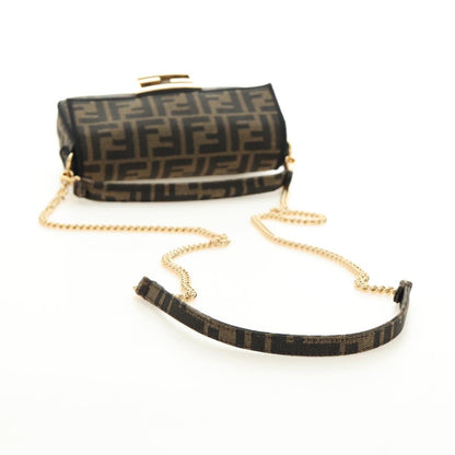 FENDI Chain Baguette Bag 2Way Marrone Nero Originale | Zucca Canvas