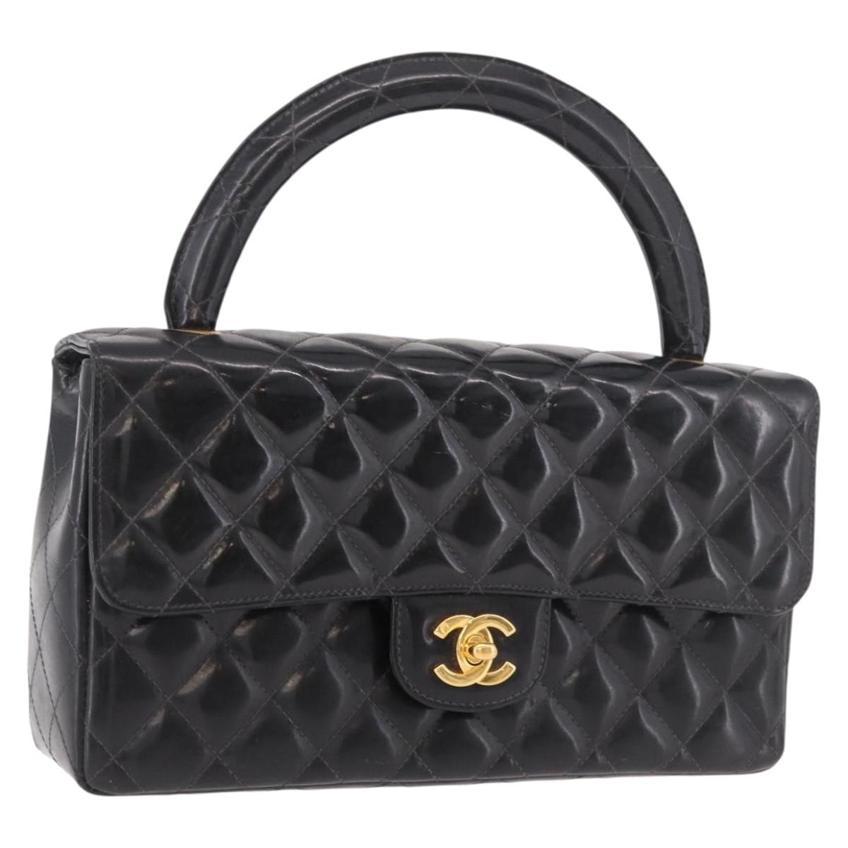 CHANEL Matelasse Hand Bag Vernice Nera Originale | Borsa a Mano Oro