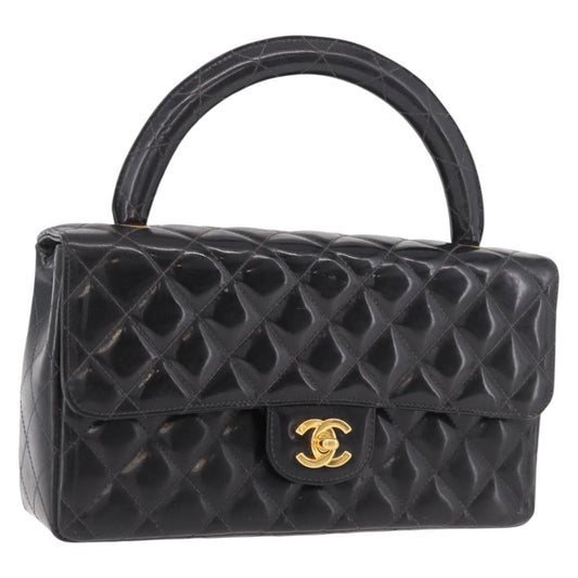 CHANEL Matelasse Hand Bag Vernice Nera Originale | Borsa a Mano Oro