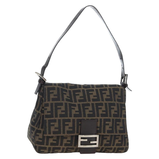 FENDI Zucca Canvas Baguette Tote Bag Marrone Nero Originale