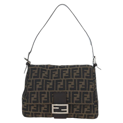 FENDI Zucca Canvas Baguette Tote Bag Marrone Nero Originale