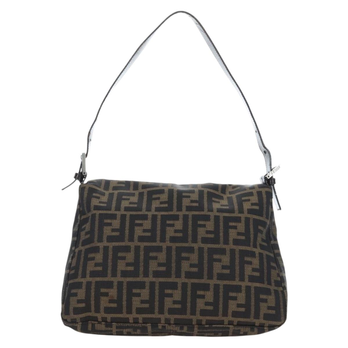 FENDI Zucca Canvas Baguette Tote Bag Marrone Nero Originale