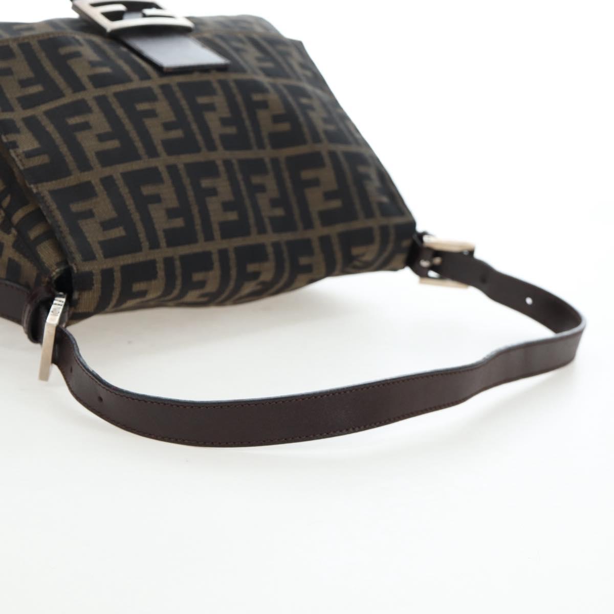 FENDI Zucca Canvas Baguette Tote Bag Marrone Nero Originale