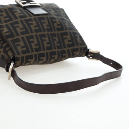 FENDI Zucca Canvas Baguette Tote Bag Marrone Nero Originale