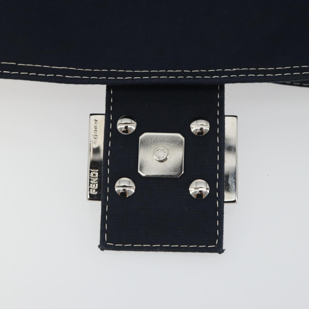 FENDI Mamma Baguette Bag Tela Navy Originale | Borsa a Tracolla Argento