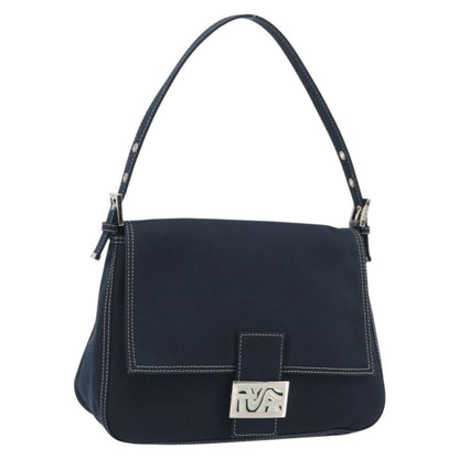 FENDI Mamma Baguette Bag Tela Navy Originale | Borsa a Tracolla Argento