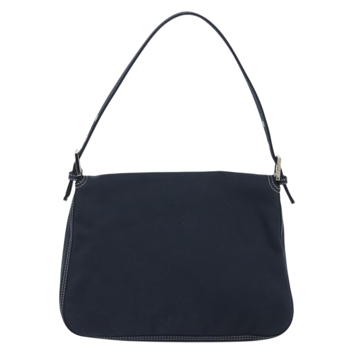 FENDI Mamma Baguette Bag Tela Navy Originale | Borsa a Tracolla Argento